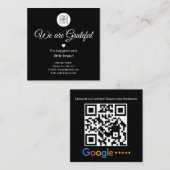 Google Review QR Code Schwarzes Quadrat Quadratische Visitenkarte (Vorne/Hinten)