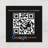 Google Review QR Code Schwarzes Quadrat Quadratische Visitenkarte (Rückseite)