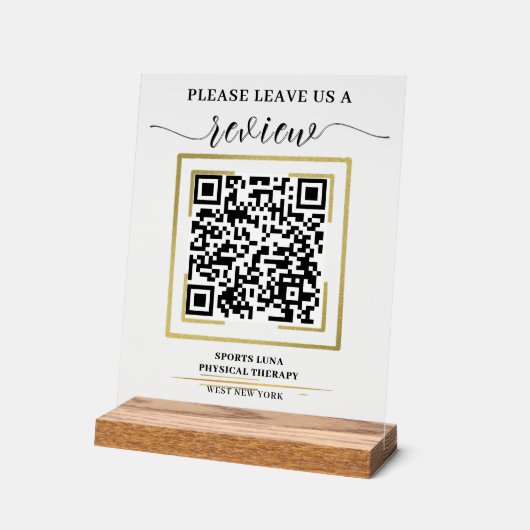 Google Review QR Code Sign - Personalisiertes Gesc Acrylschild (Winkel)