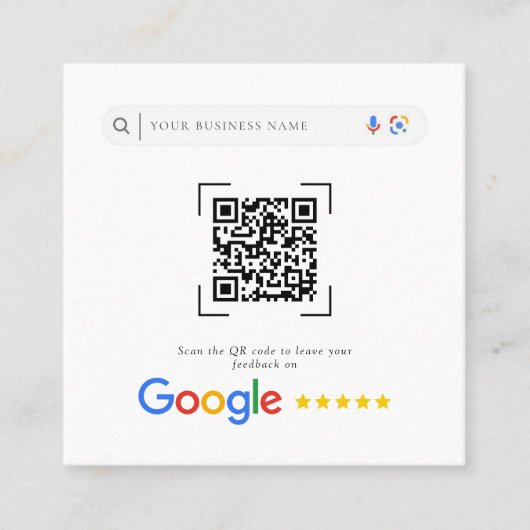 Google Review QR Code social Media Promotional Quadratische Visitenkarte (Vorderseite)