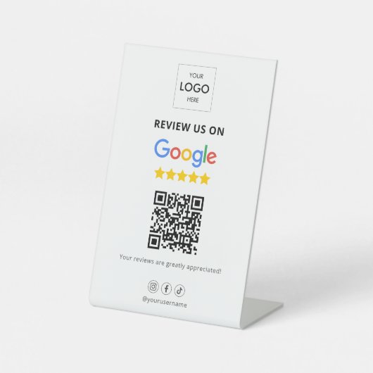 Google Review QR Code Sockelschild (Vorderseite)