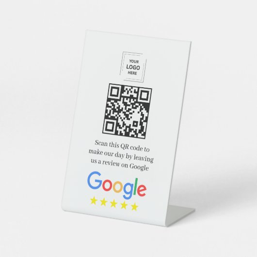 Google Review QR-Code Tischdisplay Stil Sockelschild (Vorderseite)