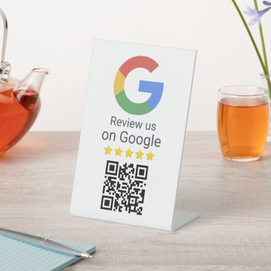 Google Review QR-Code Tischschild für Unternehmen Sockelschild (In SItu)