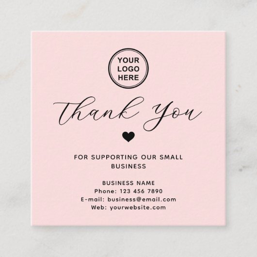 Google Review QR Code Vielen Dank Square Pink Quadratische Visitenkarte (Vorderseite)