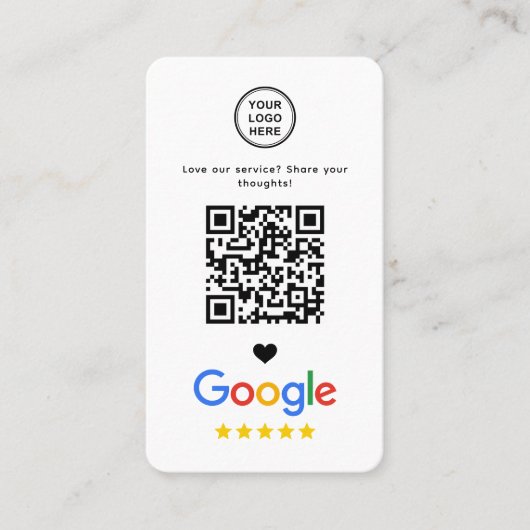 Google Review QR Code Vielen Dank Visitenkarte (Vorderseite)