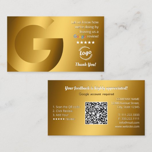 Google Review QR-Code Visitenkarte (Vorne/Hinten)