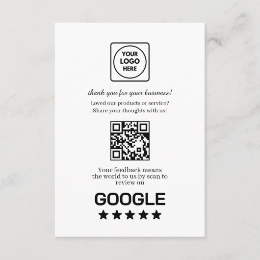 Google Review QR | Geschäftsfeedback-Link Begleitkarte (Vorderseite)