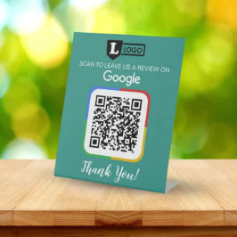 Google Review Request Card mit Logo und QR Code Sockelschild