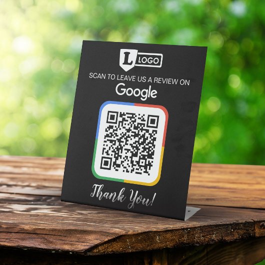 Google Review Request Card mit Logo und QR Code Sockelschild