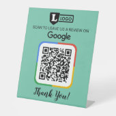 Google Review Request Card mit Logo und QR Code Sockelschild (Vorderseite)