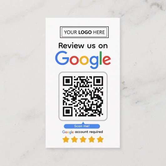 Google Review Request Card mit Logo und QR Code Visitenkarte (Vorderseite)