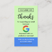 Google Review Request Card mit Logo und QR Code Visitenkarte (Rückseite)