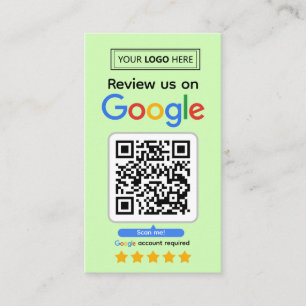Google Review Request Card mit Logo und QR Code Visitenkarte