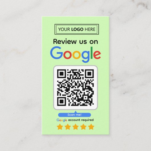 Google Review Request Card mit Logo und QR Code Visitenkarte (Vorderseite)