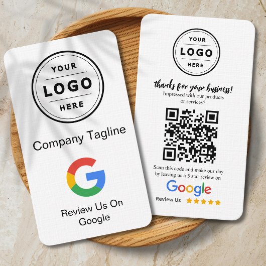 Google Review Request Card mit Logo und QR Code Visitenkarte