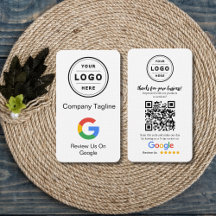 Google Review Request Card mit Logo und QR Code