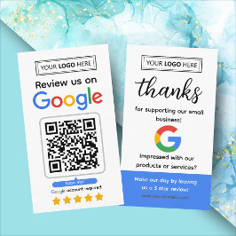 Google Review Request Card mit Logo und QR Code Visitenkarte