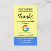 Google Review Request Card mit Logo und QR Code Visitenkarte (Rückseite)