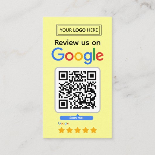 Google Review Request Card mit Logo und QR Code Visitenkarte (Vorderseite)