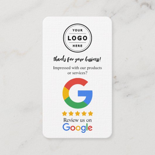 Google Review Request Card mit Logo und QR Code Visitenkarte (Vorderseite)