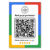 Google Review Request Card  with Logo and QR Code Tischnummer (Vorderseite)