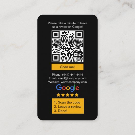 Google Review Request Card  with Logo and QR Code Visitenkarte (Rückseite)