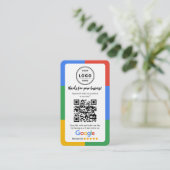 Google Review Request Card  with Logo and QR Code Visitenkarte (Stehend Vorderseite)