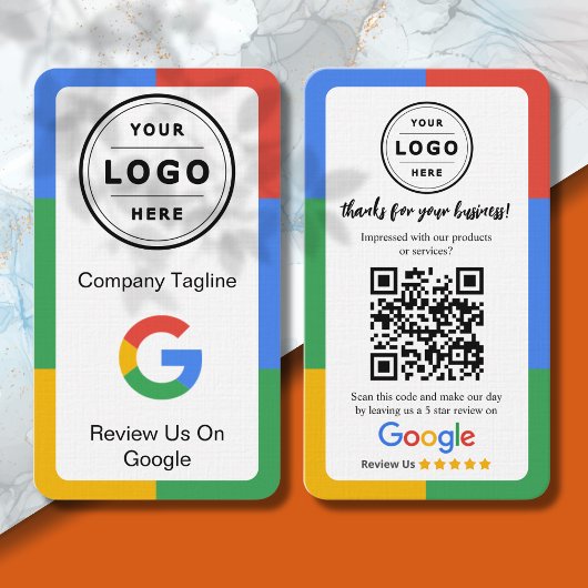 Google Review Request Card  with Logo and QR Code Visitenkarte