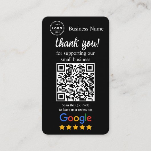 Google Review Request Card with QR code Visitenkarte (Vorderseite)
