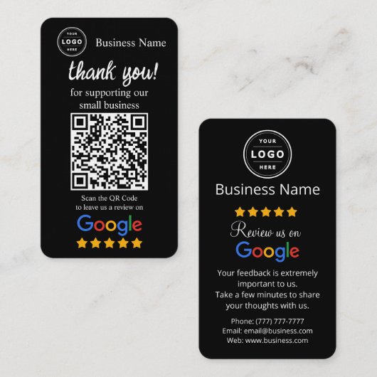 Google Review Request Card with QR code Visitenkarte (Vorne/Hinten)