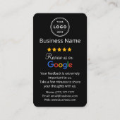 Google Review Request Card with QR code Visitenkarte (Rückseite)