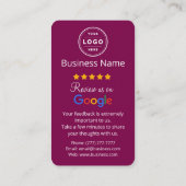 Google Review Request Card with QR code Visitenkarte (Rückseite)