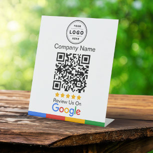 Google Review Request with Logo Pedestal Sign Sockelschild