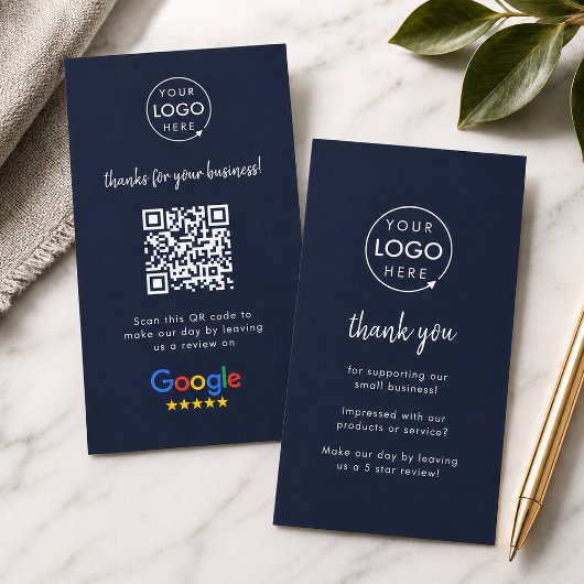 Google Review uns Business Danke QR Code Navy Visitenkarte