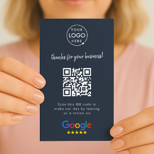 Google Review uns Business Danke QR Code Navy Visitenkarte