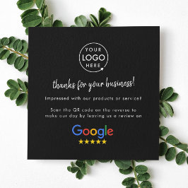 Google Review us Black Business Vielen Dank QR Cod Quadratische Visitenkarte