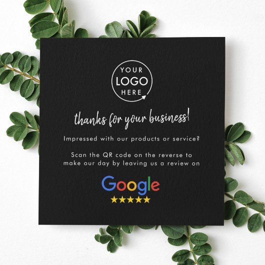 Google Review us Black Business Vielen Dank QR Cod Quadratische Visitenkarte