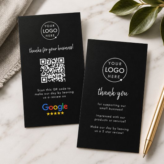 Google Review us Black Business Vielen Dank QR Cod Visitenkarte