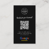 Google Review us Black Business Vielen Dank QR Cod Visitenkarte (Vorderseite)