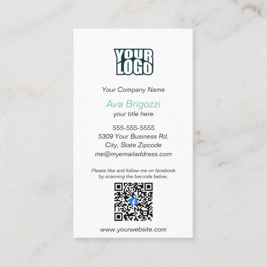 Google Review - Visitenkarte - Facebook QR Link (Vorderseite)