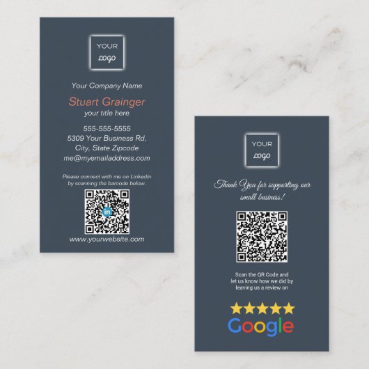 Google Review - Visitenkarte - Linkedin QR Link (Vorne/Hinten)