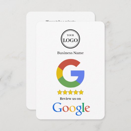 Google Review With QR Code Link Business Card Begleitkarte (Vorne/Hinten)