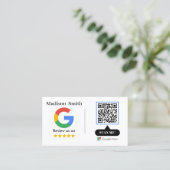 Google Review With QR Code Link Business Card Visitenkarte (Stehend Vorderseite)