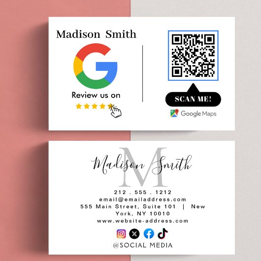 Google Review With QR Code Link Business Card Visitenkarte