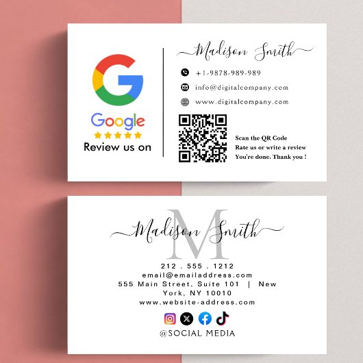 Google Review With QR Code Link Business Card Visitenkarte