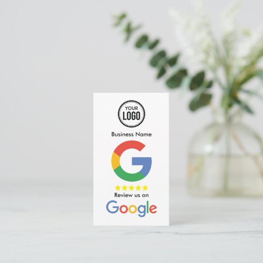 Google Review With QR Code Link Visitenkarte (Stehend Vorderseite)