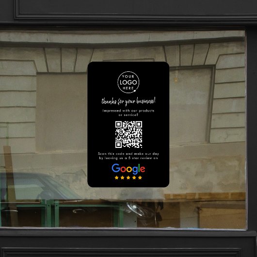 Google Reviews Business Review Link QR Code Black Fensteraufkleber