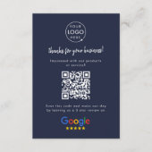 Google Reviews Business Review Link QR Code Navy Begleitkarte (Vorderseite)