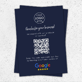 Google Reviews Business Review Link QR Code Navy Begleitkarte
