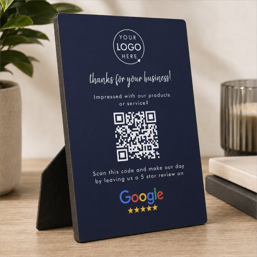Google Reviews Business Review Link QR Code Navy Fotoplatte